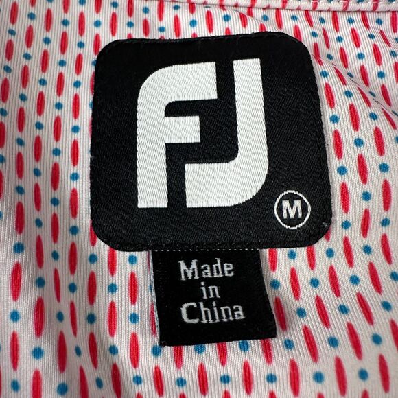 FootJoy Polo Shirt Men’s Medium Multi Geometric Stretch Short Sleeve Woodcrest - Picture 7 of 11